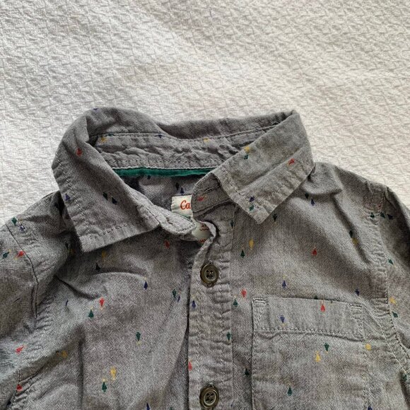 5/$25 Cat & Jack gray speckled long sleeve collared button front shirt - Picture 3 of 7